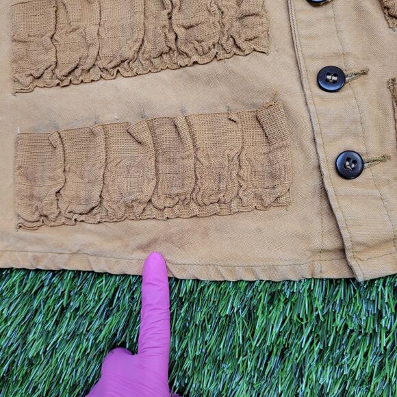 Vintage 80s Hunting Canvas Vest S/M 20x18 Cropped Tactical - Picture 9 of 12
